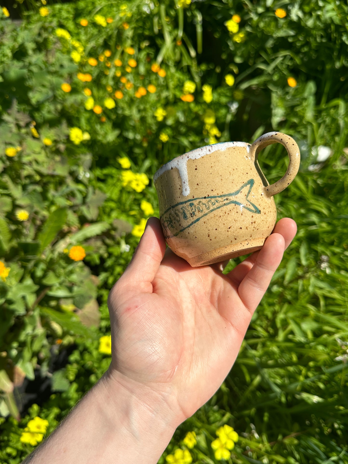 Speckled Mackerel Mug - White & Blue