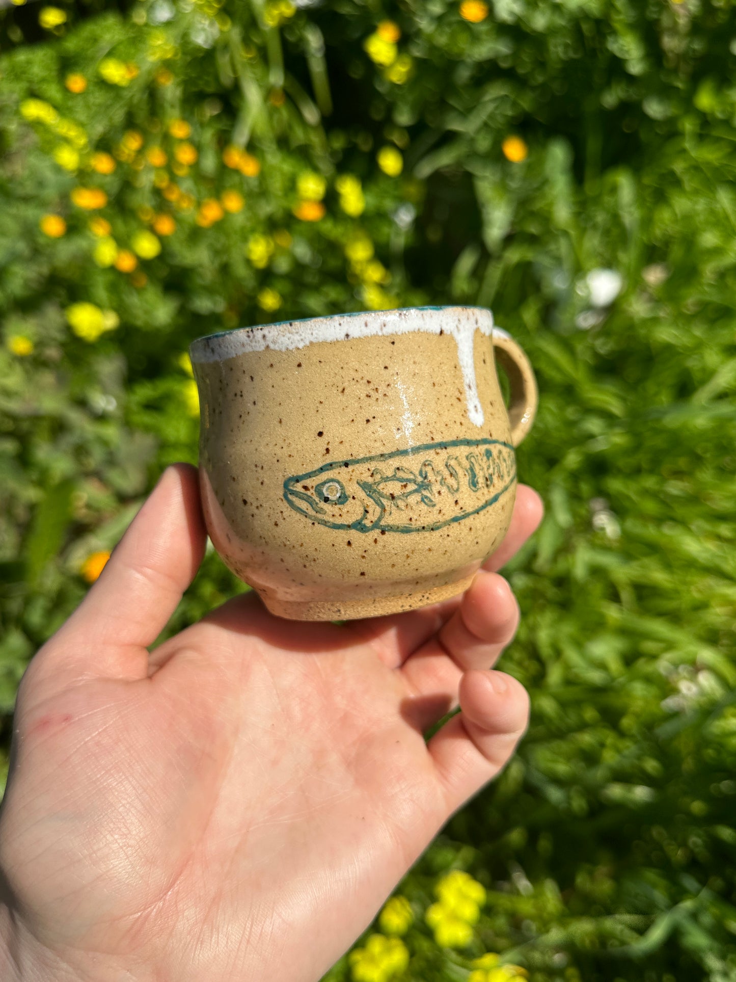 Speckled Mackerel Mug - White & Blue