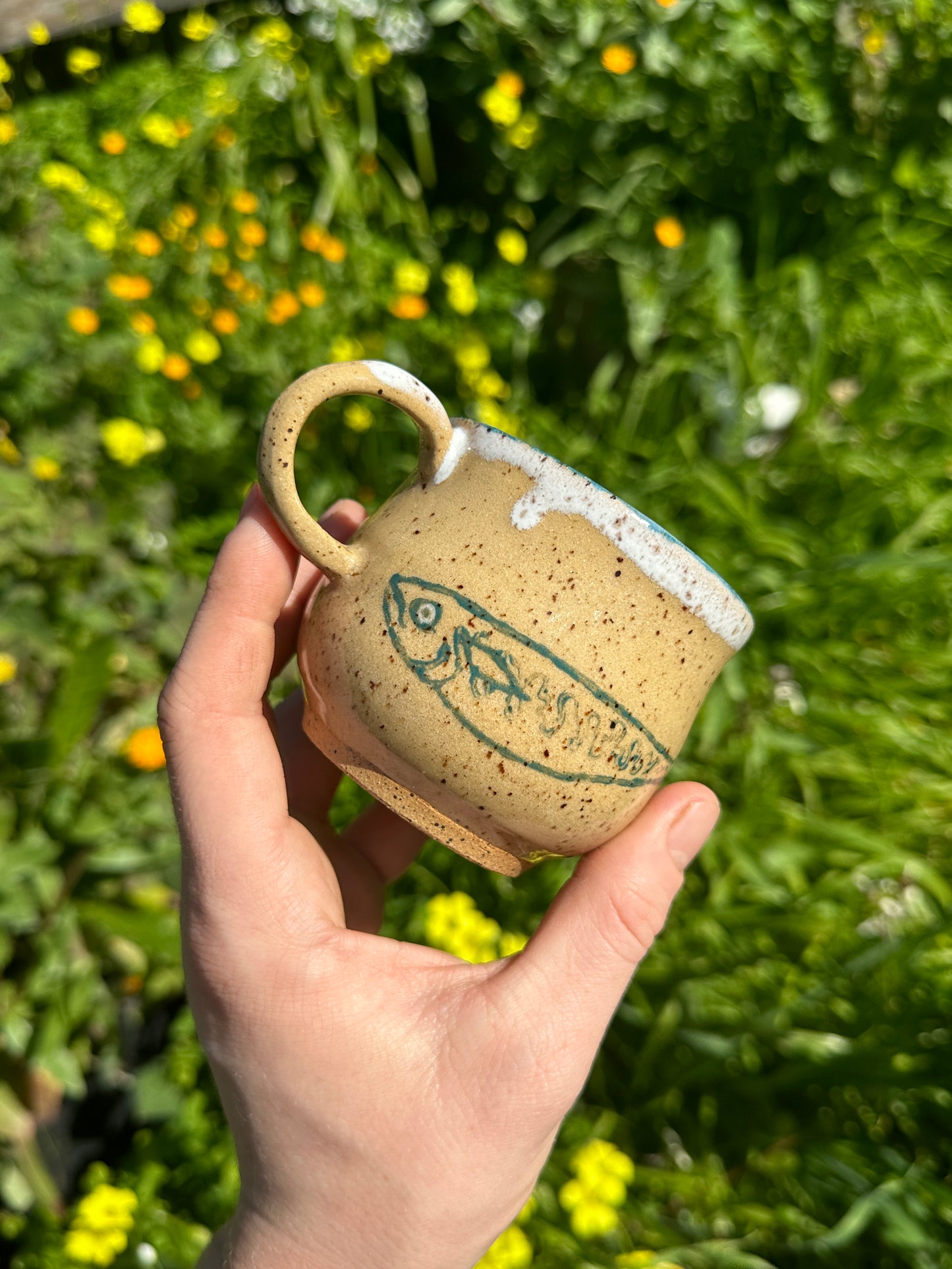 Speckled Mackerel Mug - White & Blue